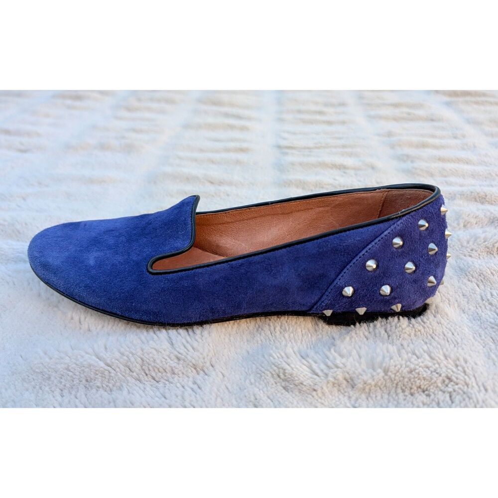 SANDRO Royal Blue Suede Spike Studded Slip On Loafers / Flats, Size 37 (U.S. 7) - Picture 9 of 14